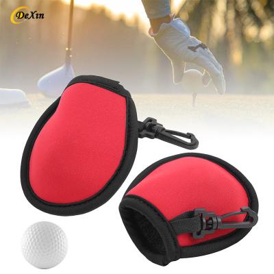 China Durable Neoprene Golf Ball Bag Golf Tee Holder Accessories With Hook Portable Pocket Golf Ball Pouch for sale