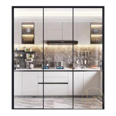 China Low price modern sliding door 3 track aluminum narrow door frame glass door for living room for sale