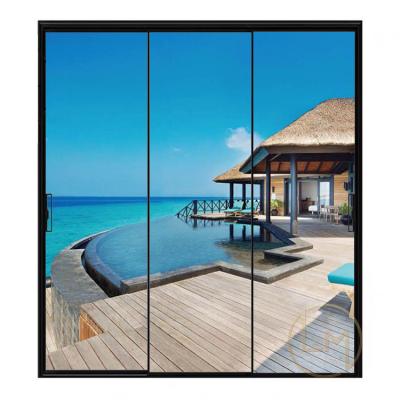 China 2021 Latest Design Modern Narrow Frame Aluminum Sliding Door Energy Saving Glazed Door For Villa for sale