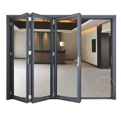 China Manufacturer Foshan Aluminum Folding Glass Door Modern Sound Proof Security Glass Folding Door For House for sale