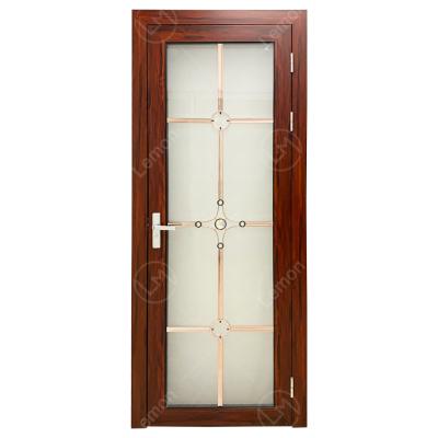 China Modern design factory price Foshan french door waterproof wooden aluminum glass toilet grain for sale