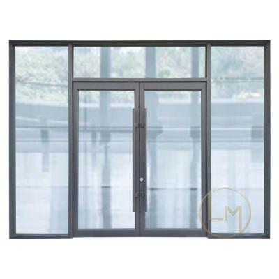 China Factory price waterproof black Foshan cheap glass upvc double french swing doors for shop for sale