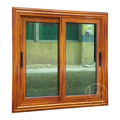 China Factory Price Magnetic Window Screen Reflective Glass Wood Grain Paint Slip Window Corrosion Resistance For House for sale