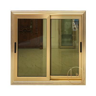 China Most popular magnetic screen style gold frame luxury color and reflective glass sliding window for home for sale