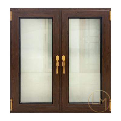 China Magnetic Screen Good Sealing Aluminum Casement Window Wooden Window Heat Insulation 3D Grain Proof Sound Tilt Turn Window For Bedroom for sale