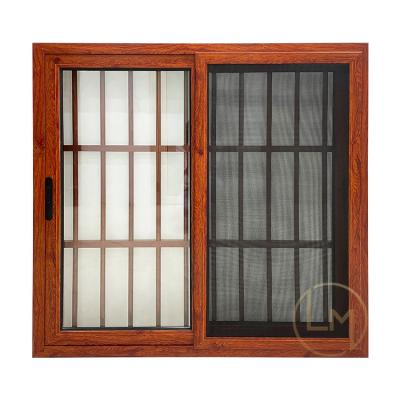 China Hot Selling LEMON Magnetic Screen Bay Color Aluminum Wood Sliding Windows With Frame for sale