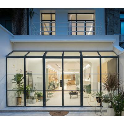 China Modern Aluminum Alloy Free Standing Wind Resistant Safe Veranda Sunroom Insulated Glass Roof Panels Solarium for sale