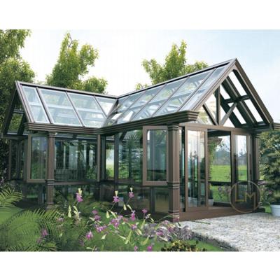 China Modern Beautiful Garden Solarium Best Break Arc High Quality Thermal Flat Roof Material Aluminum Glass House for sale