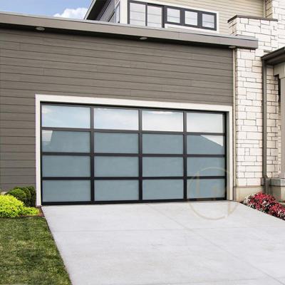 China Modern European Black Color Security Security Garage Door Impact Resistance Design Aluminum Door For Villa for sale