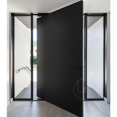 China Durable American Style Pivot Door Waterproof No Slot Black Color Solid Wood Pivot Door For House for sale