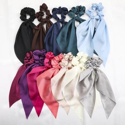 China Hot Sale Amazon Hair Scrunchies Women Hair Scrunchies Ties Multicolor Rubber Silk Scrunchies Elegant Solid Satin Elastic Hair Band Headwear for sale