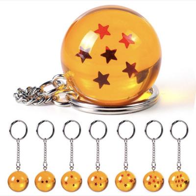 China Anime Dragon Ball Z Keychains Llavero Chaveiro Plastic Orange Plastic Key Chains 1-7stars Goku Dragonball Pendant Gift For Fans for sale