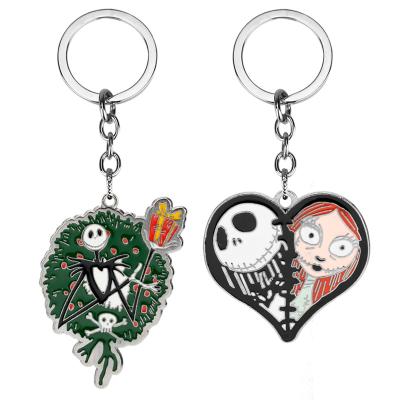 China Jack Heart Enamel Keyring Skulld Luminous Car Fashion Movie Jewelry Key Chain Christmas Gifts for sale