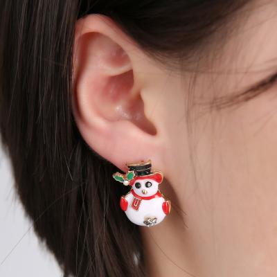 China Fashion Jewelry Korean Trendy Snowman Earrings Female Christmas Stud Earrings for sale