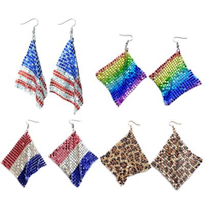 China FASHIONABLE USA earrings printed with American flag earrings metal nightclub style football carnival earrings for sale