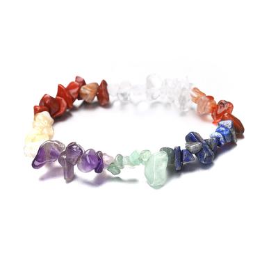 China Amazon Hot Selling Natural Bracelets Crystal Stone Vintage Chakras Gravel Bracelets Wholesale Jewelry 2021 for sale