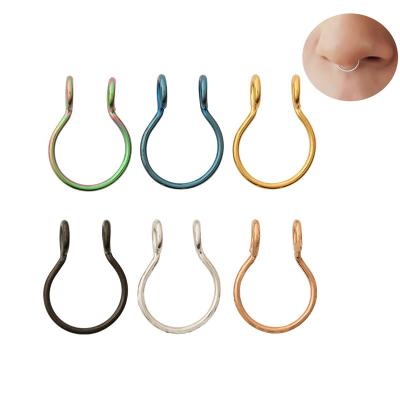 China FASHION U Shaped 0.8*8mm Fake Nose Ring Hoop Septum Rings Stainless Steel Nose Piercing Fake Piercing Oreja Pircing Jewelry for sale