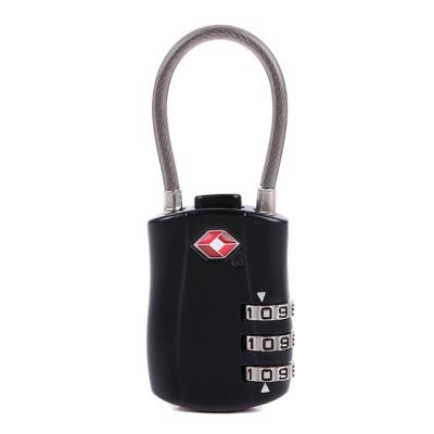 China Application TSA Wide Lock TSA Approved Cable Luggage Locks Adjustable Combination With Alloy Body 3 Digit TSA Locks for sale