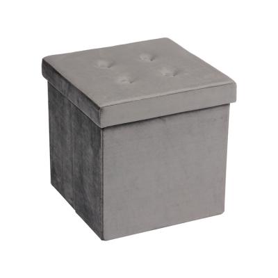 China Eco-friendly Customized PVC Square Storage Stools Living Room Folding Ottoman Stools for sale