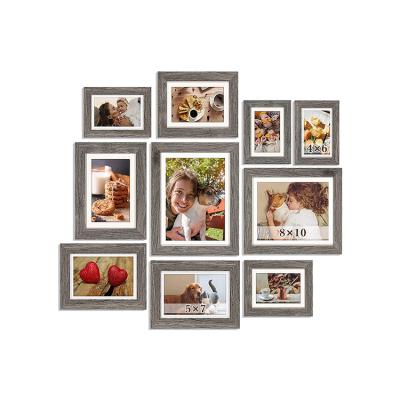 China Wooden Picture Frames Bulk For Wall Or Table Top Including 8x10 5x7 4x6 Light Gray Picture Frame Set Wall for sale