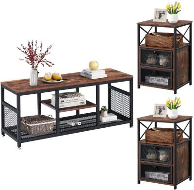 China Modern Table with Flip Drawer and Modern X-Design Side Nightstand Table with Flip Drawer for sale