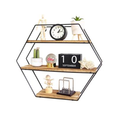 China Hexagon Shelf Adjustable Home Wall Decor Multifunctional Wall Floating Shelf (Height) Hexagon Wall Shelf for sale