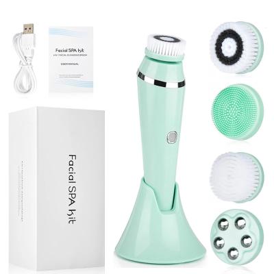 China Electric Acne Treatment 4in1 Waterproof IPX7 Face Washing Exfoliating Facial Cleansing Brush for sale