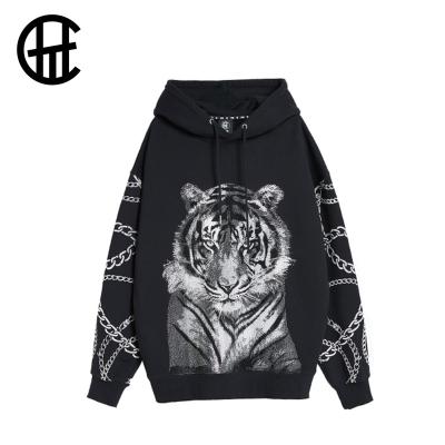 China Anti-wrinkle TCH Brand Men's Clothing Cotton Streetwear High Quality Pullover Tiger Oversized 100% Heavy Dropped Shoulder Hoodies for sale