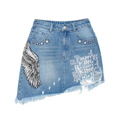 China TCH Luxury Brand Anti-static Light Wing Letter Hot Drill Irregular Short Skirt for sale