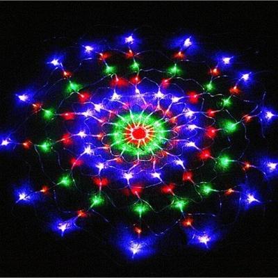 China Christmas 1.2m 120 LED 8 Modes 220V/110V Colorful Spider Web Led Fairy String Lights Festival Party Layout Hotel Chandelier Net Lights for sale