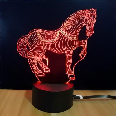 China Modern 3D Night Light 7 Colors Optical Illusion Touch Lamp with ABS Acrylic Flat and Base and USB Cable for Birthday Gifts for sale