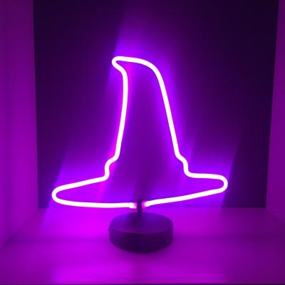 China Modern The Witch Hat LED Novelty Table Lamp Purple Neon LED Light For Indoor Decoration for sale