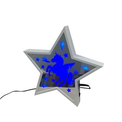 China White Star Shaped Sensory Tunnel Magic Mirror Decoration LED Infinity Desk Lights for Kids, Office, Home Decor for sale