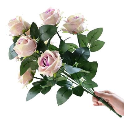 China Durable Artificial Flowers For Wedding Decoration Silk Fake Rose Artificial Flower Bouquets for sale