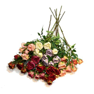 China Silk and Plastic Artificial Flowers for Wedding Rose Flowers Artificial Flower Decorative Wall for sale