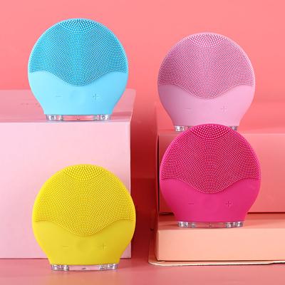 China Ultrasonic Silicone Mini Facial Cleansing Brush Electric Rechargeable Sonic Face Cleanser Washing Skin Acne Treatment Massager for sale