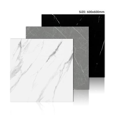 China 60x60 80x80 Modern Matte Black White Gray Marble Glazed Ceramic Tiles Non-Slip Porcelain Flooring Tile For Kitchen for sale