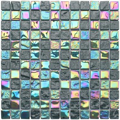 China Hot Sale Colorful Blue Glass Outdoor Pool Mosaic Tiles Parquet Pool Mosaic Slabs for sale