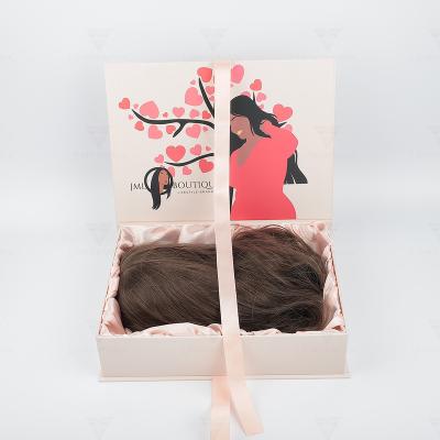 China Custom Logo Cardboard Magnet Folding Wholesale Recyclable Customize Box For Wigs With Ribbon for sale