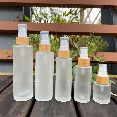 China Eco 15ml 30ml 50ml cosmetic stock luxury empty plastic bamboo lotion spray airless pump bottle Serum for cosmetic for sale