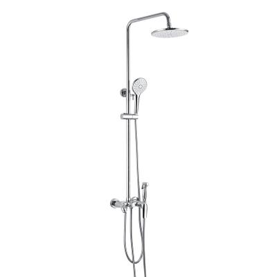 China With Sliding Bar DQOK Modern Brass 4 Functions Shower Set Hot Cold Water Chrome Bathroom Set With Sprayer for sale