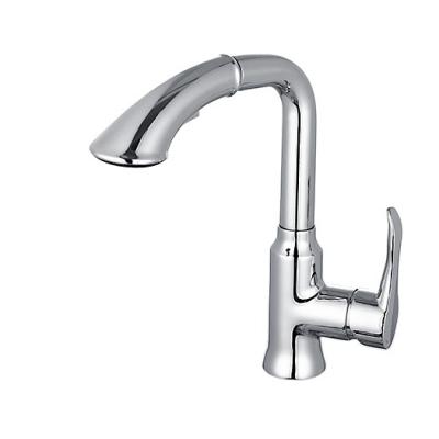 China Pull Out New Spray Type Single Handle Bathroom Chrome Faucet Pull Out Cold Hot Water Brass Basin Faucet for sale