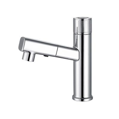 China Pull Out Cold Hot Hot Spray Water Faucets High Quality Brass Chrome Knob Saving Modern Plating Bathroom Pull Out Basin Faucet for sale