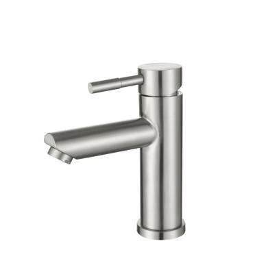 China Basin Faucet Bathroom Mixer Tap 304 Stainless Steel High Quality Cold Hot Single Handle Brushed Basin Faucet for sale