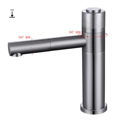 China Other Hot Selling 304 Stainless Steel Bathroom Mixer Tap Toilet Room 360 Knob Rotating Basin Faucet for sale