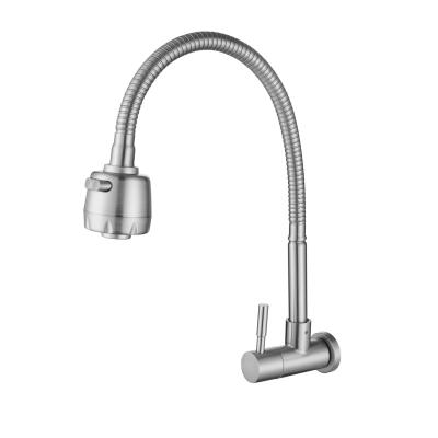 China Wall Mounted Single Hole Cold Water Single Hole Cold Water Faucet Flexible All Direction Rotating 304 Basin Faucet for sale