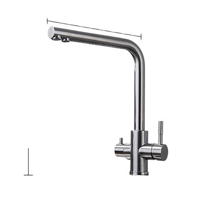 China Other Amazon Hot Sale 304 Stainless Steel 2 Handle Kitchen Faucets Household 2 Nickel Kitchen Sink Faucet Feature Brushed for sale