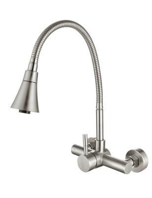 China Pull Out Spray Size Quality 360 304 Stainless Steel Wall Mounted Flexible Rotating Cold Water Kitchen Sink Faucet for sale