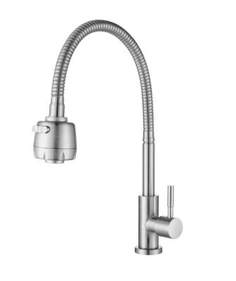 China Other Hot Sale 304 Stainless Steel Flexible Neck All Direction Rotating Single Cold Water Kitchen Faucet for sale