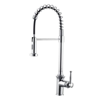 China Pull Out New Spray Style Household Spring Kitchen Faucets Chrome Single Handle Pull Down Kitchen Brass Hot And Cold Faucet for sale